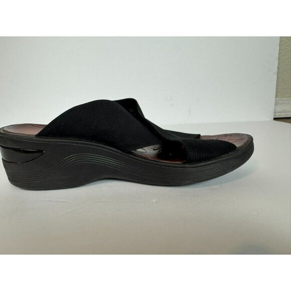 Bzees Desire Sandals Women's Sz 9 Black Comfort Elastic Cross Strap Wedge Slide - Picture 6 of 9